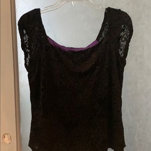 Velvet patterned black top
